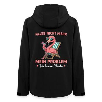 Collègue Départ à la retraite - Flamant rose dans un transat - Veste softshell femme recyclée Stanley/Stella - noir - Dos - AI Model Female 172 light (172cm)