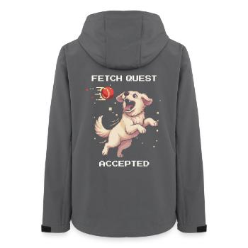 Fetch-Quest angenommen | Hund spielt Ball - Frauen Recycelte Softshelljacke von Stanley/Stella - Anthrazit - Hinten - AI Model Female 172 light (172cm)