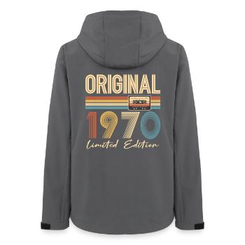55. Geburtstag 55 Jahre Original 1970 - Frauen Recycelte Softshelljacke von Stanley/Stella - Anthrazit - Hinten - AI Model Female 172 light (172cm)