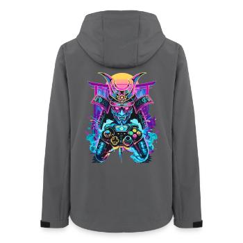 Manette de jeu Masque de samouraï Ronin Gambler Motif - Veste softshell femme recyclée Stanley/Stella - charbon - Dos - AI Model Female 172 light (172cm)