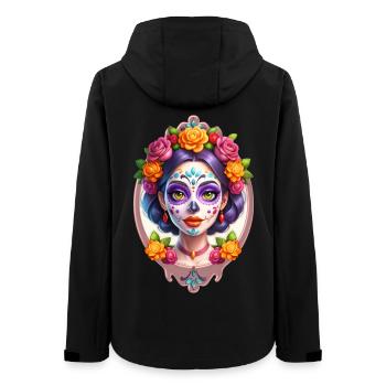 Mexikanischer Dia de Muertos Zuckerschädel - Frauen Recycelte Softshelljacke von Stanley/Stella - Schwarz - Hinten - AI Model Female 172 light (172cm)