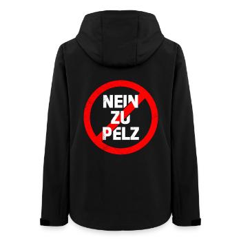 Tierschutz NEIN ZU PELZ Tierwohl Lustiges - Frauen Recycelte Softshelljacke von Stanley/Stella - Schwarz - Hinten - AI Model Female 172 light (172cm)