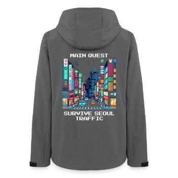 Hauptquest: Seouls Verkehr überleben | Korea - Frauen Recycelte Softshelljacke von Stanley/Stella - Anthrazit - Hinten - AI Model Female 172 light (172cm)