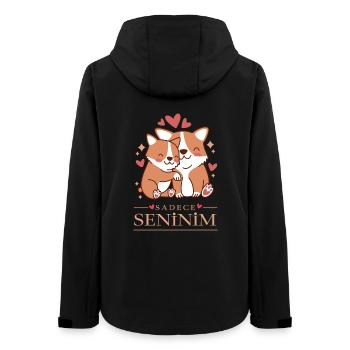 Türk Liebes Motiv mit süßen Corgi-Hunden  - Frauen Recycelte Softshelljacke von Stanley/Stella - Schwarz - Hinten - AI Model Female 172 light (172cm)