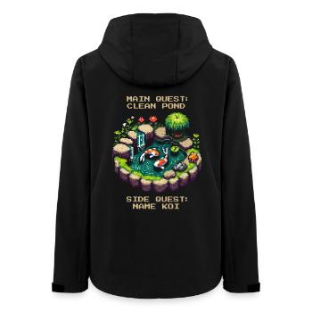 Quête principale : Nettoyage de l’étang | Étang de jardin de carpes koï - Veste softshell femme recyclée Stanley/Stella - noir - Dos - AI Model Female 172 light (172cm)