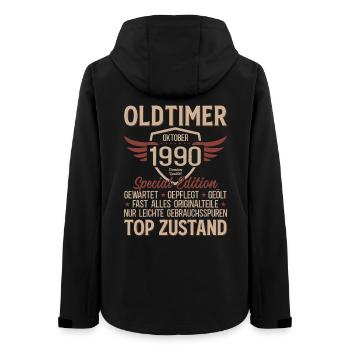 35th Birthday Gift Vintage Car October 1990 - Women’s Recycled Softshell Jacket by Stanley/Stella - black - Back - AI Model Female 172 light (172cm)