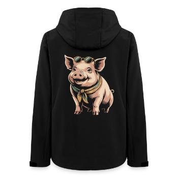 Sonnenbrillen Schwein mit Bandana - Frauen Recycelte Softshelljacke von Stanley/Stella - Schwarz - Hinten - AI Model Female 172 light (172cm)