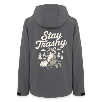 Rester trash raton laveur humour Meme citation t-shirt - Veste softshell femme recyclée Stanley/Stella - charbon - Dos - AI Model Female 172 light (172cm)