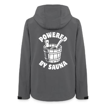 Propulsé par Sauna - Saunieren - Spruch - Veste softshell femme recyclée Stanley/Stella - charbon - Dos - AI Model Female 172 light (172cm)