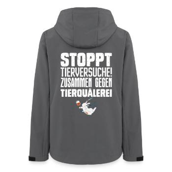 Tierschutz STOPPT TIERVERSUCHE ZUSAMMEN GEGEN - Frauen Recycelte Softshelljacke von Stanley/Stella - Anthrazit - Hinten - AI Model Female 172 light (172cm)