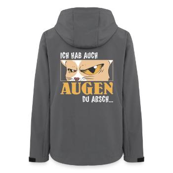 Malle ICH HAB AUCH AUGEN DU ARSCH Lustig - Frauen Recycelte Softshelljacke von Stanley/Stella - Anthrazit - Hinten - AI Model Female 172 light (172cm)