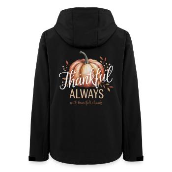Autumn Pumpkin Grateful Always Design - Women’s Recycled Softshell Jacket by Stanley/Stella - black - Back - AI Model Female 172 light (172cm)