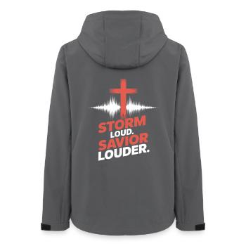 Storm Loud Savior Louder Lobpreis - Frauen Recycelte Softshelljacke von Stanley/Stella - Anthrazit - Hinten - AI Model Female 172 light (172cm)