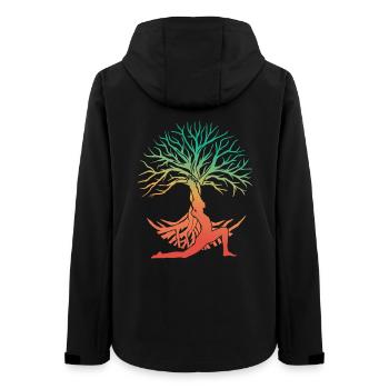 Yoga Tree Figure in Rainbow - Women’s Recycled Softshell Jacket by Stanley/Stella - black - Back - AI Model Female 172 light (172cm)