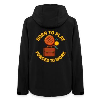Born To Play Padel Forced To Work Funny - Women’s Recycled Softshell Jacket by Stanley/Stella - black - Back - AI Model Female 172 light (172cm)