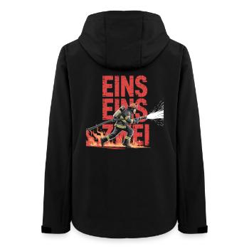 Dicton des pompiers – Le héros de l’appel d’urgence 112 en action - Veste softshell femme recyclée Stanley/Stella - noir - Dos - AI Model Female 172 light (172cm)