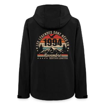 Awesome since November 1994 | November 1994 - Women’s Recycled Softshell Jacket by Stanley/Stella - black - Back - AI Model Female 172 light (172cm)
