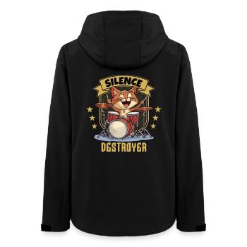 Schlagzeug Drums Silence Destroyer Katze Lustig - Frauen Recycelte Softshelljacke von Stanley/Stella - Schwarz - Hinten - AI Model Female 172 light (172cm)