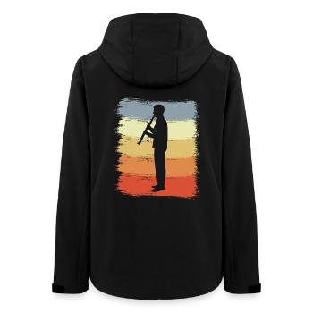 Vintage Klarinettist Skizze - Frauen Recycelte Softshelljacke von Stanley/Stella - Schwarz - Hinten - AI Model Female 172 light (172cm)