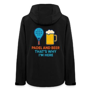 Padel et bière, c’est pourquoi je suis ici Padel amusant - Veste softshell femme recyclée Stanley/Stella - noir - Dos - AI Model Female 172 light (172cm)