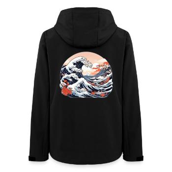 Great Wave of Kanagawa - Women’s Recycled Softshell Jacket by Stanley/Stella - black - Back - AI Model Female 172 light (172cm)