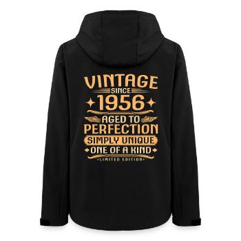 Vintage 1956 Jahrgang geboren - 70 Jahre alt - Frauen Recycelte Softshelljacke von Stanley/Stella - Schwarz - Hinten - AI Model Female 172 light (172cm)