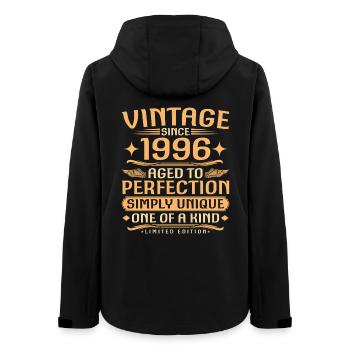 Vintage 1996 Vintage Born - 30 Years Old - Women’s Recycled Softshell Jacket by Stanley/Stella - black - Back - AI Model Female 172 light (172cm)