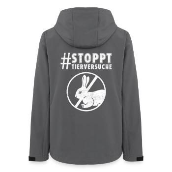 Bien-être animal STOP AUX TESTS SUR LES ANIMAUX DRÔLE - Veste softshell femme recyclée Stanley/Stella - charbon - Dos - AI Model Female 172 light (172cm)