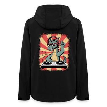 Drachen-DJ mit Kopfhörer-Beat - Frauen Recycelte Softshelljacke von Stanley/Stella - Schwarz - Hinten - AI Model Female 172 light (172cm)