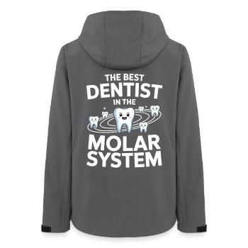 Zahnhelden Molar System - Frauen Recycelte Softshelljacke von Stanley/Stella - Anthrazit - Hinten - AI Model Female 172 light (172cm)