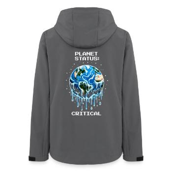 Planet-Status: Kritisch | Klimawandel, Erde - Frauen Recycelte Softshelljacke von Stanley/Stella - Anthrazit - Hinten - AI Model Female 172 light (172cm)