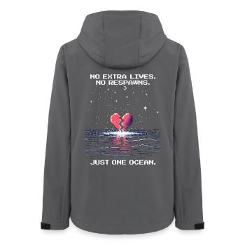 Pas de vies supplémentaires, pas de réapparition | Juste un océan - Veste softshell femme recyclée Stanley/Stella - charbon - Dos - AI Model Female 172 light (172cm)