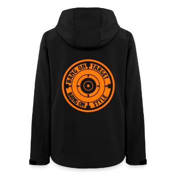 Tontaubenschießen Bang On Target - Frauen Recycelte Softshelljacke von Stanley/Stella - Schwarz - Hinten - AI Model Female 172 light (172cm)