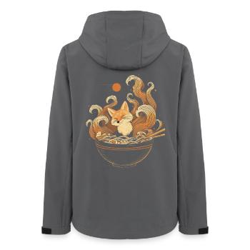 Kawaii Kitsune Fox Entspannt Sich In Ramen Bowl - Frauen Recycelte Softshelljacke von Stanley/Stella - Anthrazit - Hinten - AI Model Female 172 light (172cm)