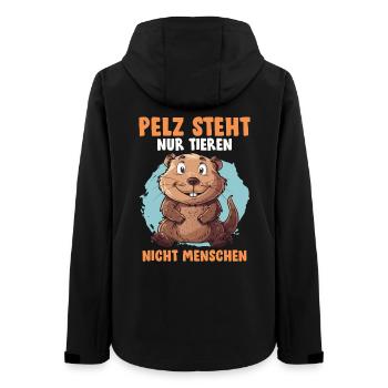 Tierschutz PELZ STEHT NUR TIEREN Lustiges - Frauen Recycelte Softshelljacke von Stanley/Stella - Schwarz - Hinten - AI Model Female 172 light (172cm)