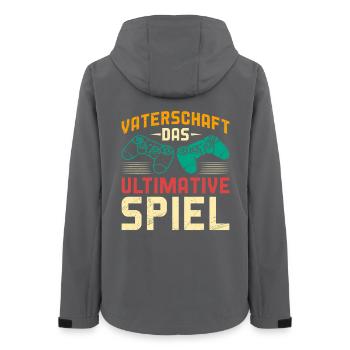 FATHERHOOD THE ULTIMATE GAME Fun - Women’s Recycled Softshell Jacket by Stanley/Stella - anthracite - Back - AI Model Female 172 light (172cm)
