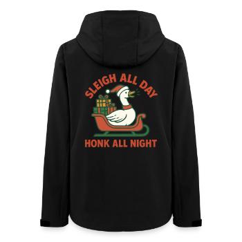 Goose Christmas Funny Santa Sleigh All Day - Women’s Recycled Softshell Jacket by Stanley/Stella - black - Back - AI Model Female 172 light (172cm)