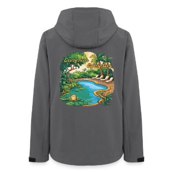 Ecosystem vs Egosystem Design Humour Environnement - Veste softshell femme recyclée Stanley/Stella - charbon - Dos - AI Model Female 172 light (172cm)