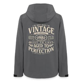 1981_Jahrgang_Vintage_Geburtstag_Geschenk - Frauen Recycelte Softshelljacke von Stanley/Stella - Anthrazit - Hinten - AI Model Female 172 light (172cm)