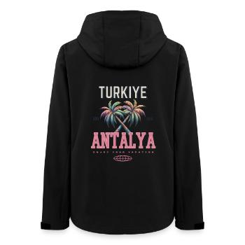Antalya Turquie Palmiers Design – Vacances d’été - Veste softshell femme recyclée Stanley/Stella - noir - Dos - AI Model Female 172 light (172cm)