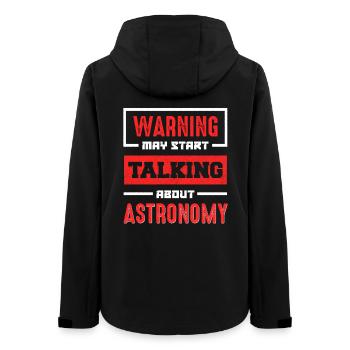 Warning: Talk about astronomy now - Women’s Recycled Softshell Jacket by Stanley/Stella - black - Back - AI Model Female 172 light (172cm)