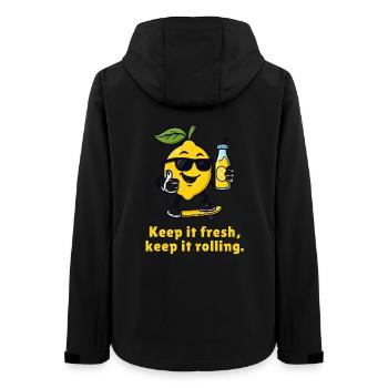Fresh Lemon Skateboard Citrus Caricature - Women’s Recycled Softshell Jacket by Stanley/Stella - black - Back - AI Model Female 172 light (172cm)