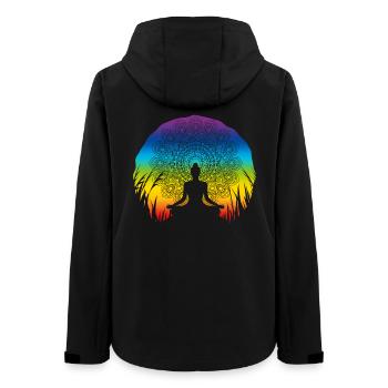 Spiritual Mandala Yoga Design in Chakra Colors - Women’s Recycled Softshell Jacket by Stanley/Stella - black - Back - AI Model Female 172 light (172cm)