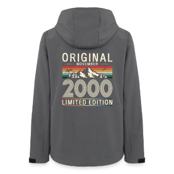 25th Birthday Original November Vintage 2000 - Women’s Recycled Softshell Jacket by Stanley/Stella - anthracite - Back - AI Model Female 172 light (172cm)