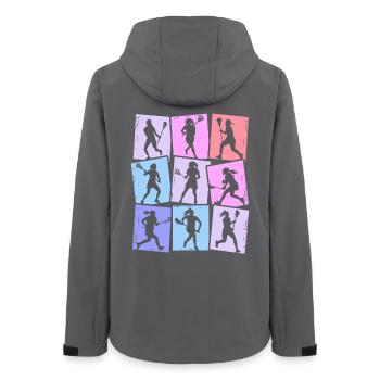 Lacrosse Spieler Bunt Kinder Mädchen Lacrosse - Frauen Recycelte Softshelljacke von Stanley/Stella - Anthrazit - Hinten - AI Model Female 172 light (172cm)