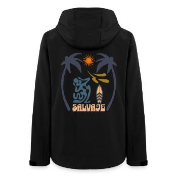 Surf Salvaje- Alerte aux eaux usées UK - Veste softshell femme recyclée Stanley/Stella - noir - Dos - AI Model Female 172 light (172cm)