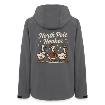 Nordpol Honker Gans Weihnachten Lustiger Weihnachtsmann - Frauen Recycelte Softshelljacke von Stanley/Stella - Anthrazit - Hinten - AI Model Female 172 light (172cm)