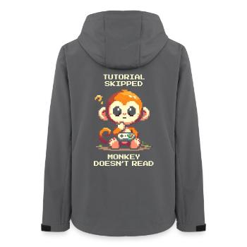 Tutorial geskippt – Affe liest nicht | Noob-Humor - Frauen Recycelte Softshelljacke von Stanley/Stella - Anthrazit - Hinten - AI Model Female 172 light (172cm)