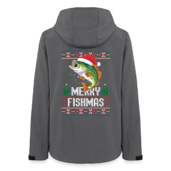 Chemise de Noël pour les pêcheurs – Merry Fishmas - Veste softshell femme recyclée Stanley/Stella - charbon - Dos - AI Model Female 172 light (172cm)