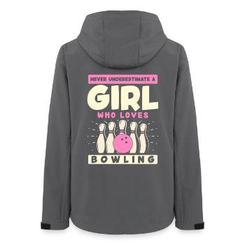 GIRL Bowling Herz Kraftvolle Liebe - Frauen Recycelte Softshelljacke von Stanley/Stella - Anthrazit - Hinten - AI Model Female 172 light (172cm)